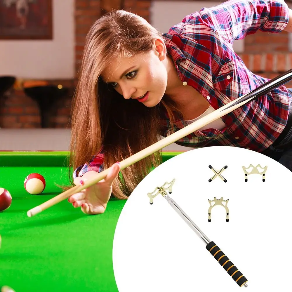 

Stainless Steel Telescopic Billiards Pool Cue Removable Bridge Head Expandable Pool Table Cue Stick Bridge Anti-Slip Golden