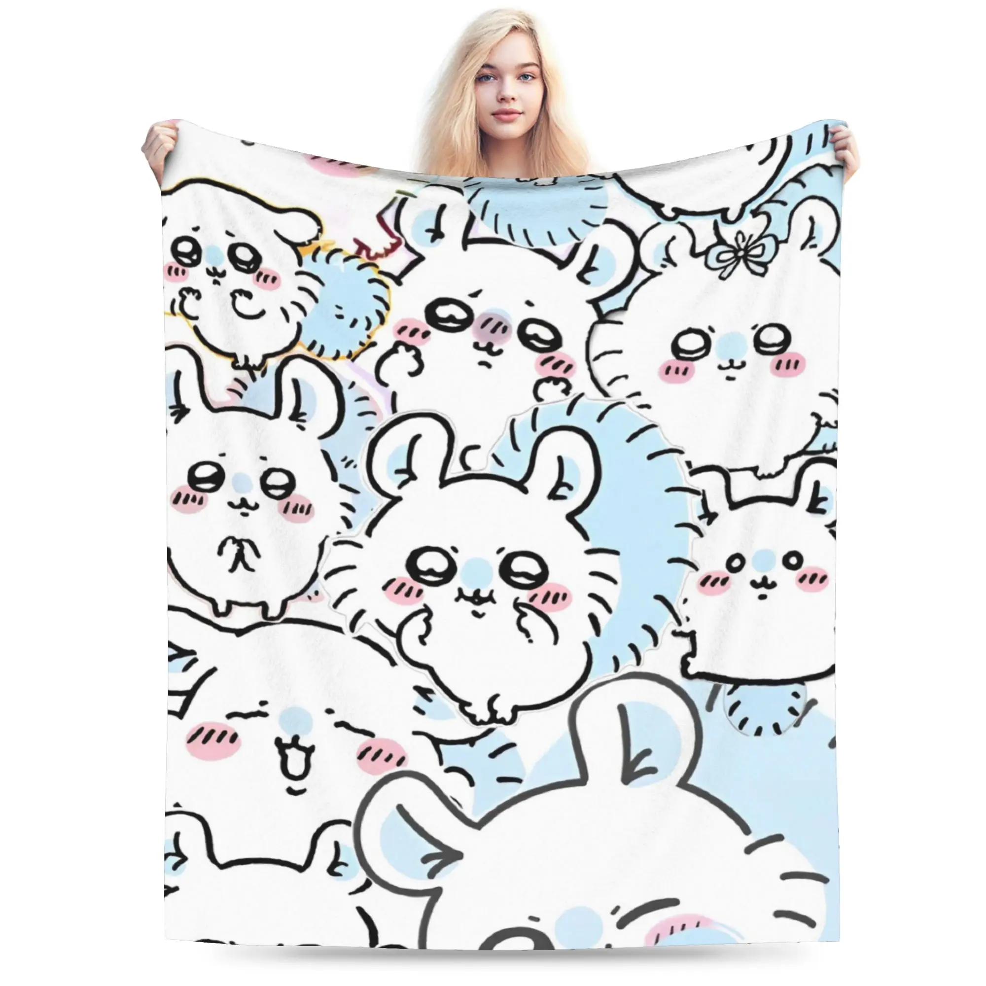 

Cute Cartoon C-Chiikawas Blankets Velvet Spring Autumn Multifunction Warm Throw Blanket for Bed Car Bedspreads