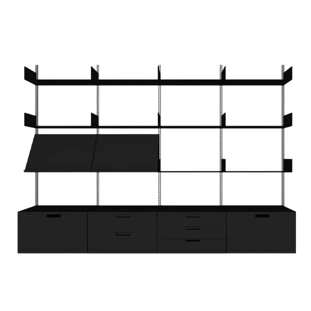 Minimalist Wall Wall Hanging Open System Shelf Black Storage Multi-layer Track Bookshelf Storage