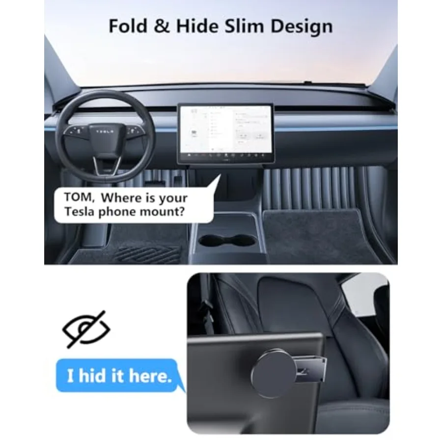 Tesla Phone Mount for Magsafe: Tesla Car Phone Holder for Tesla Model 3/Y Accessories Strongest N52 Magnet + 360° Adjustable Fo - view 5