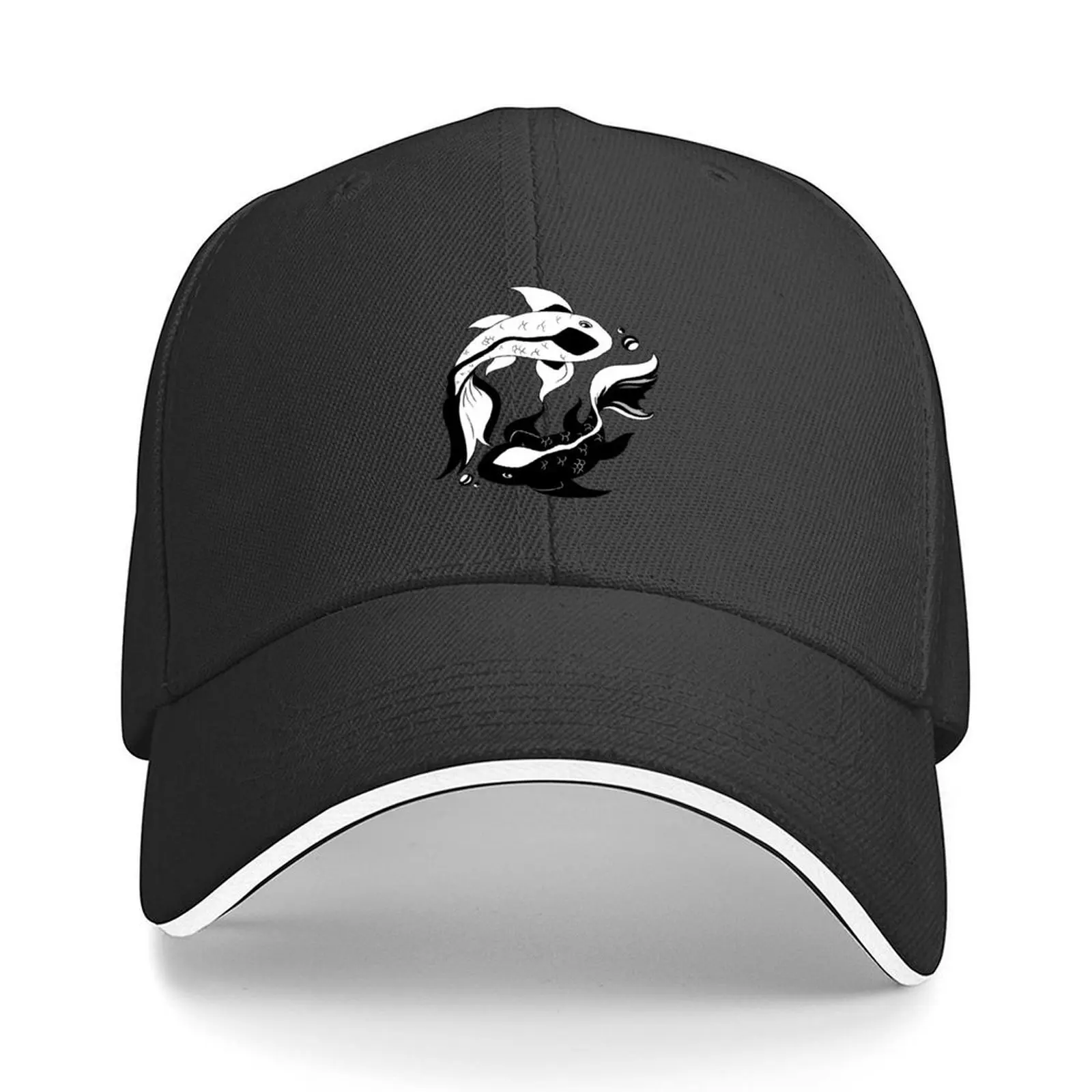 

Yin and Yang Swimming Koi Fish in Black and White Baseball Cap fun hats Unique hats Christmas Hat Hat Beach Man Women's