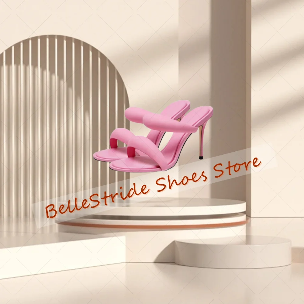 Blue Round Toe Open Toe Slippers Comfortable Women Shoes Stilettos High Heels Party Banquet Dating 2025 Zapatos Para Mujere