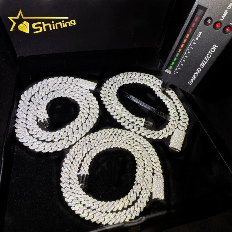 Selling Hot 8mm 10mm Moissanite Cuban Link Chain Collection Hip Hop Men Iced Out 925 Silver Moissanite Chain GRA Certificated..