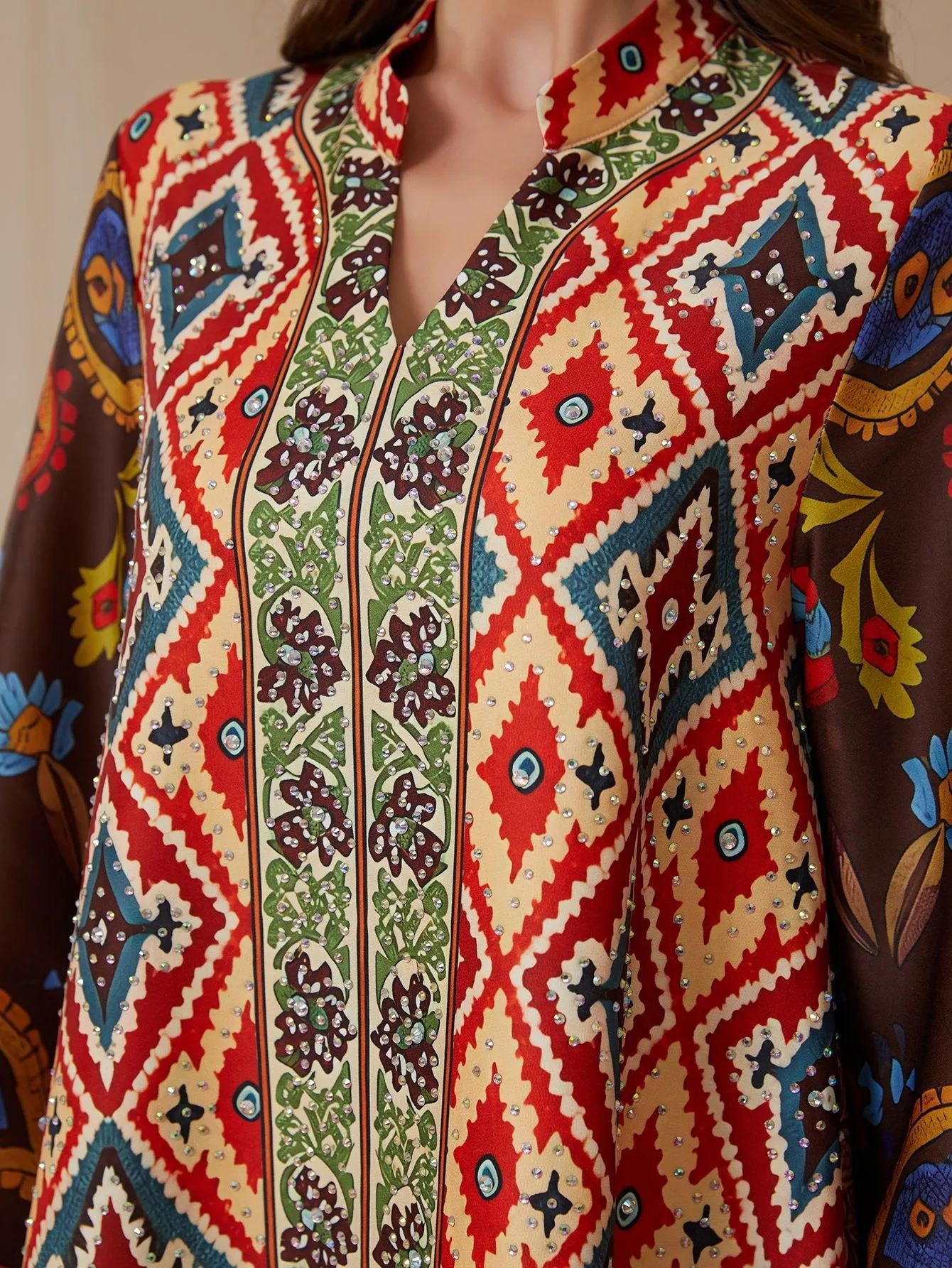 

Ramadan Moroccan Muslim Women's Robe Luxury Fashion Printed Hot Diamond Women's Long Dress Saudi Arabia Dubai Dress
