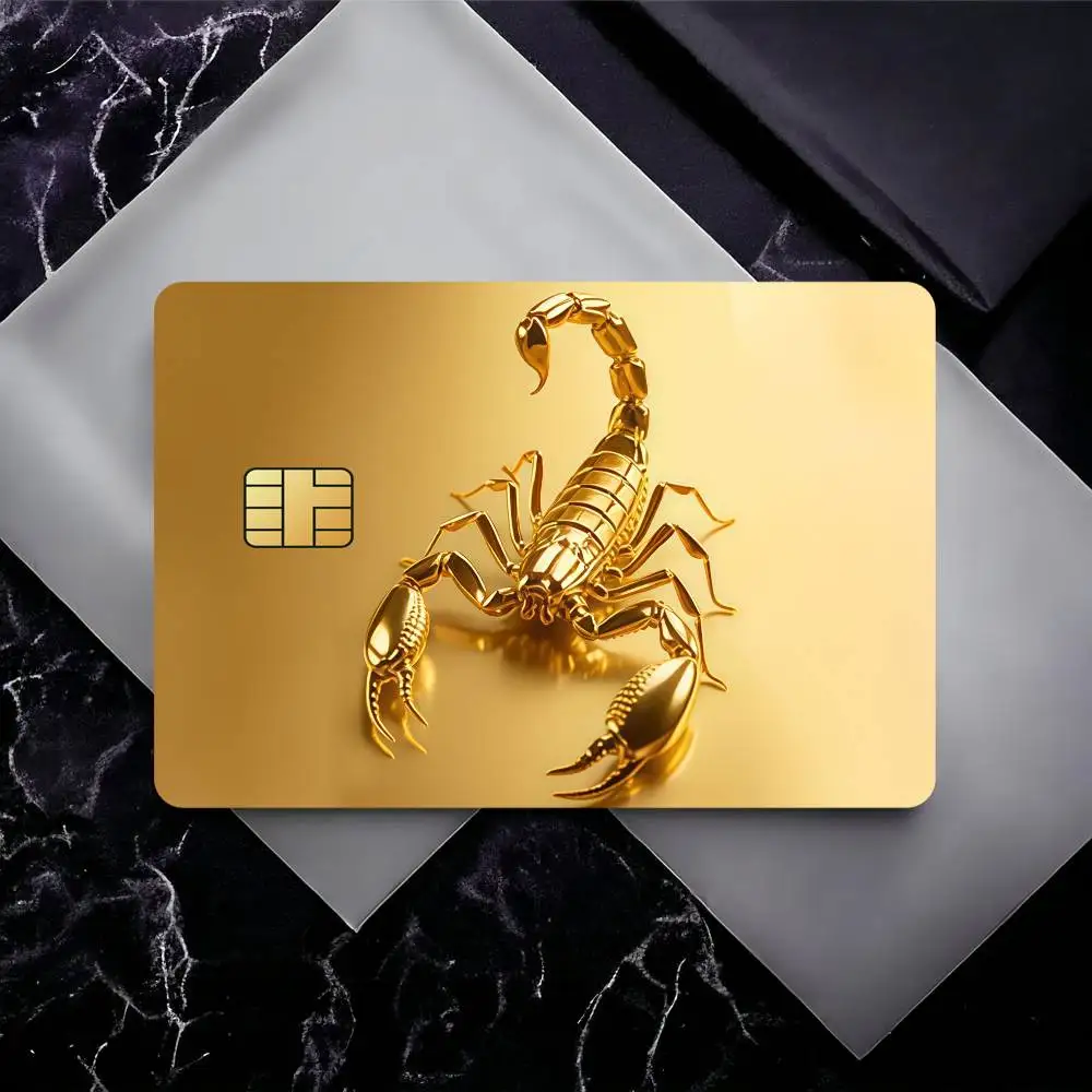Fashion Metallic Scorpion Credit Card Skin Stickers for Bank Card Bus Metro Card Sticker Waterproof