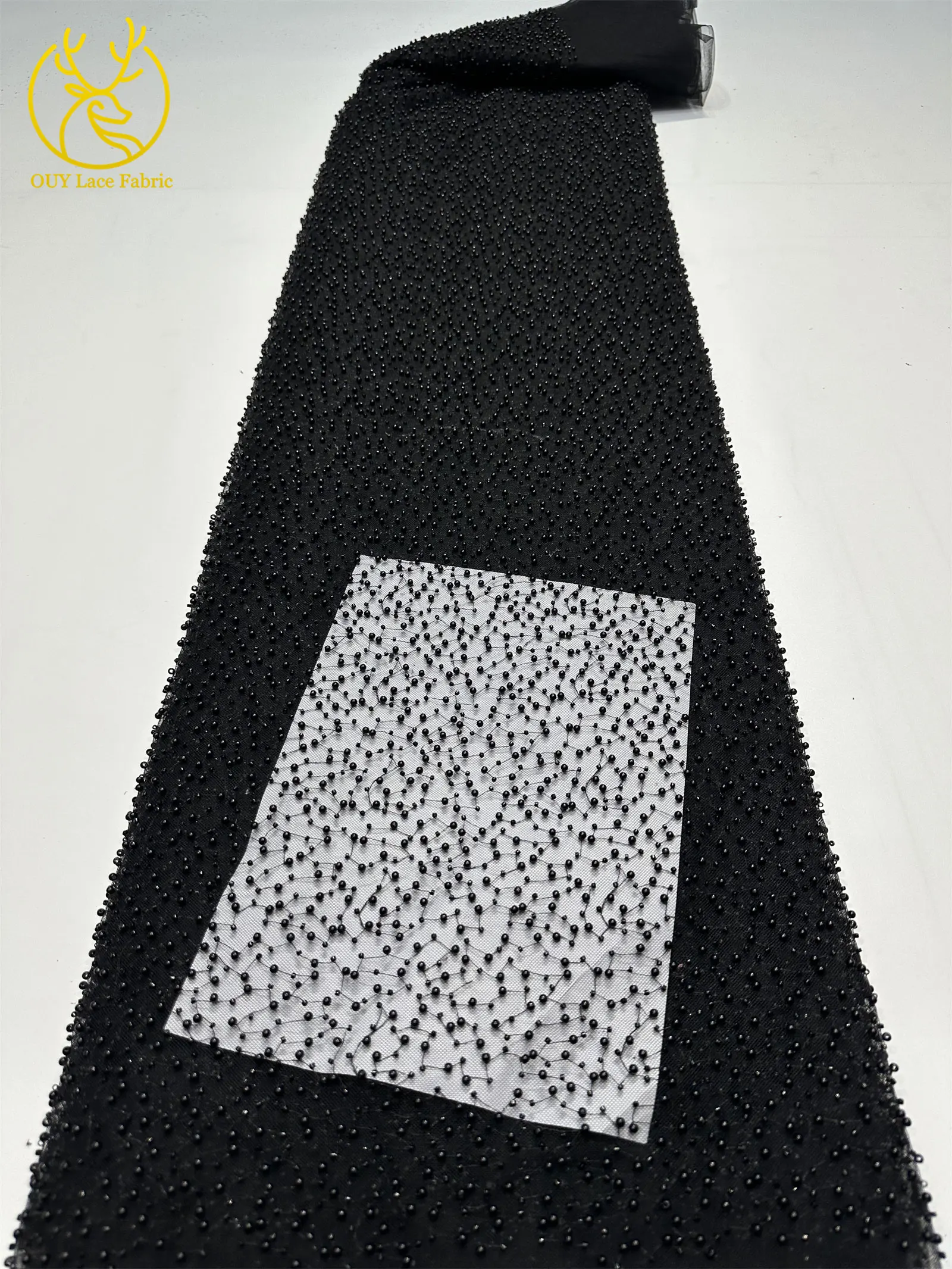 Afrikanischer Perlen-Spitzenstoff 2026 Großhandel Grüner Nigerianischer Tüll-Spitzenstoff für Damen Hochzeitskleid Partykleid Nähen 5 Yards – Detail 15