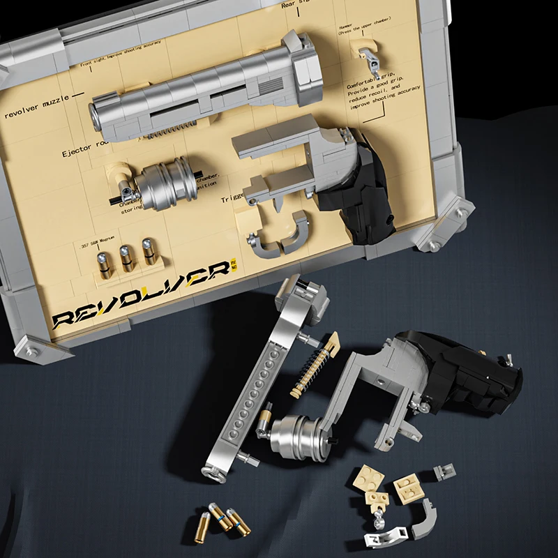 Revolver Model Small Bricks Building Blocks Assembly Toy Desktop Decoration Pendant Holiday Gift