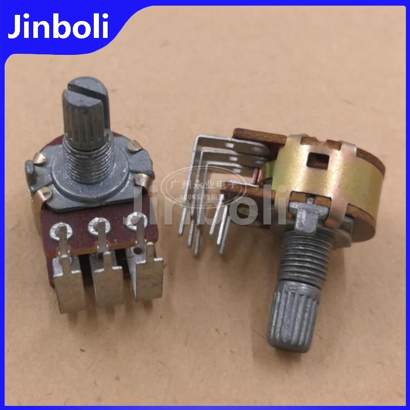 2PCS 148 16 Type Double Potentiometer 6Pins A50K A503 Audio Volume Amplifier Potentiometer Bent Foot Flower Shaft Length 15MMF