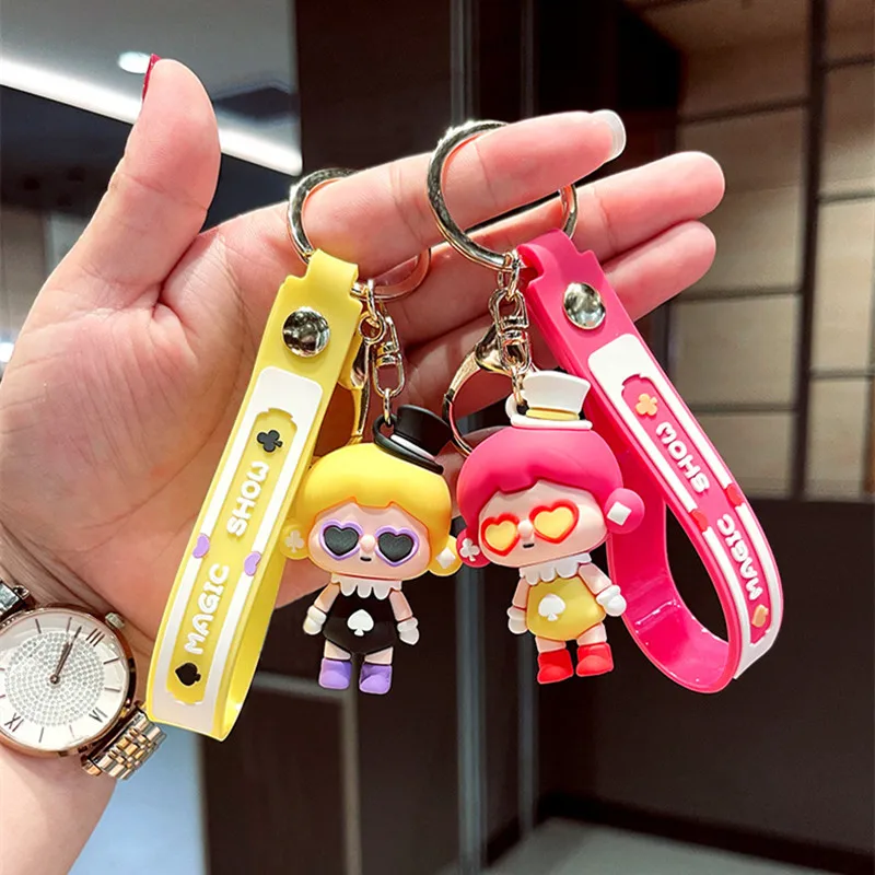 Creative Cartoon Keychain for Women Magician Girl Doll Toys Anime Landyard Key Chian Holder Bag Pendant Gift Car Keyring