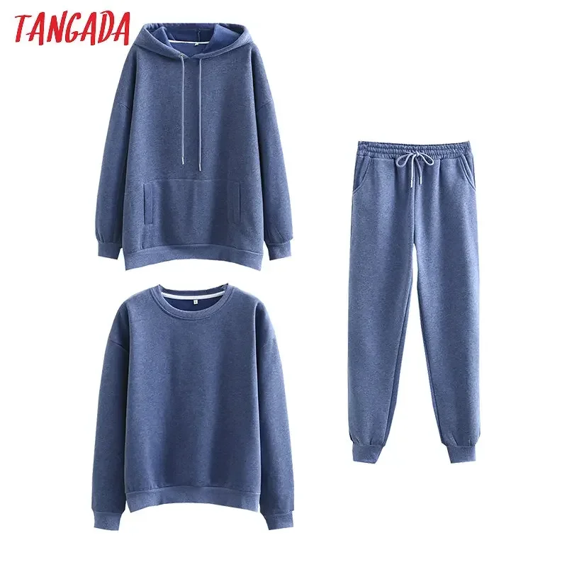 Tangada 2022 Women couple sweatshirt fleece 100% cotton amygreen oversized hood hoodies sweatshirts SD60