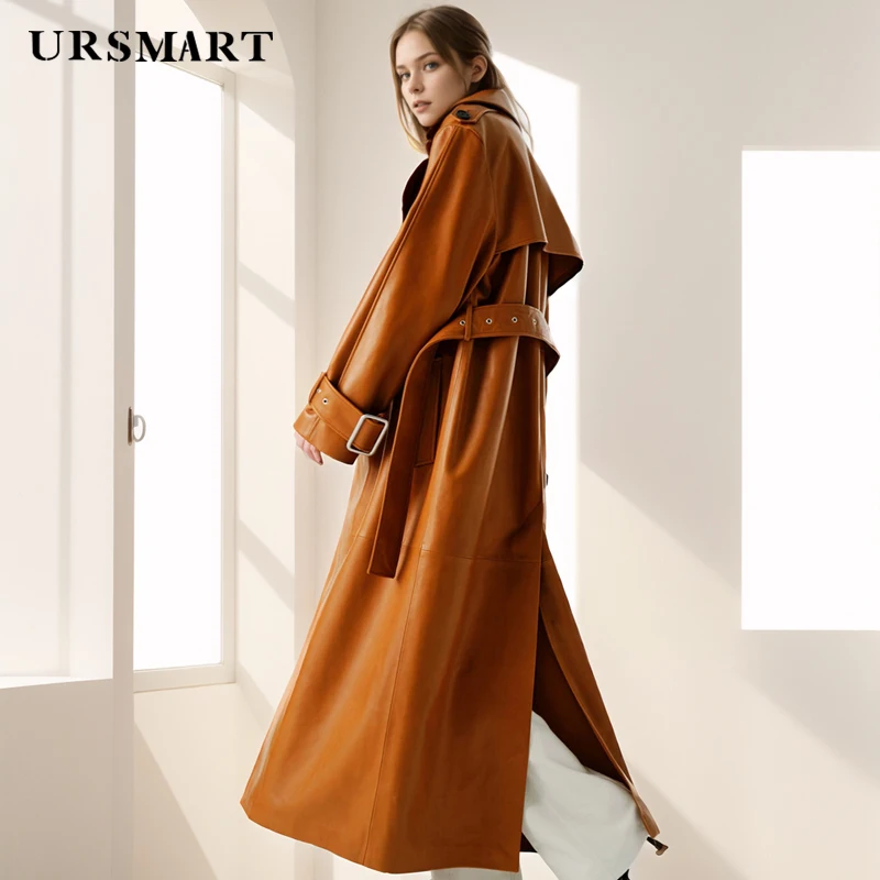 Stylish Women’s Sheepskin Trench Coat 2025 Long Length Loose Fit Spring and Autumn Women winter sheepskin coat