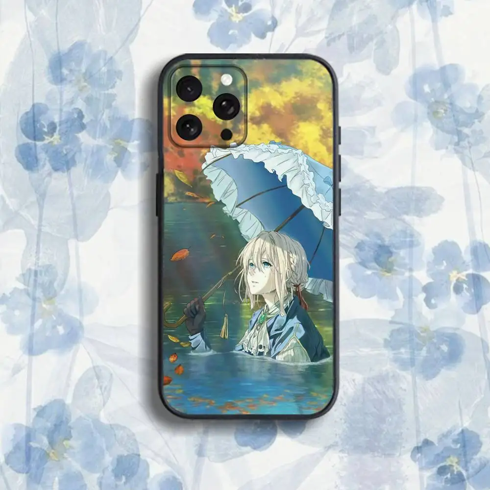 V-Violet Evergarden-es Phone Case For iPhone 17,16,15,14,13,12,Pro,Max,Plus,E,SE4,Air,Mini Black Soft Box