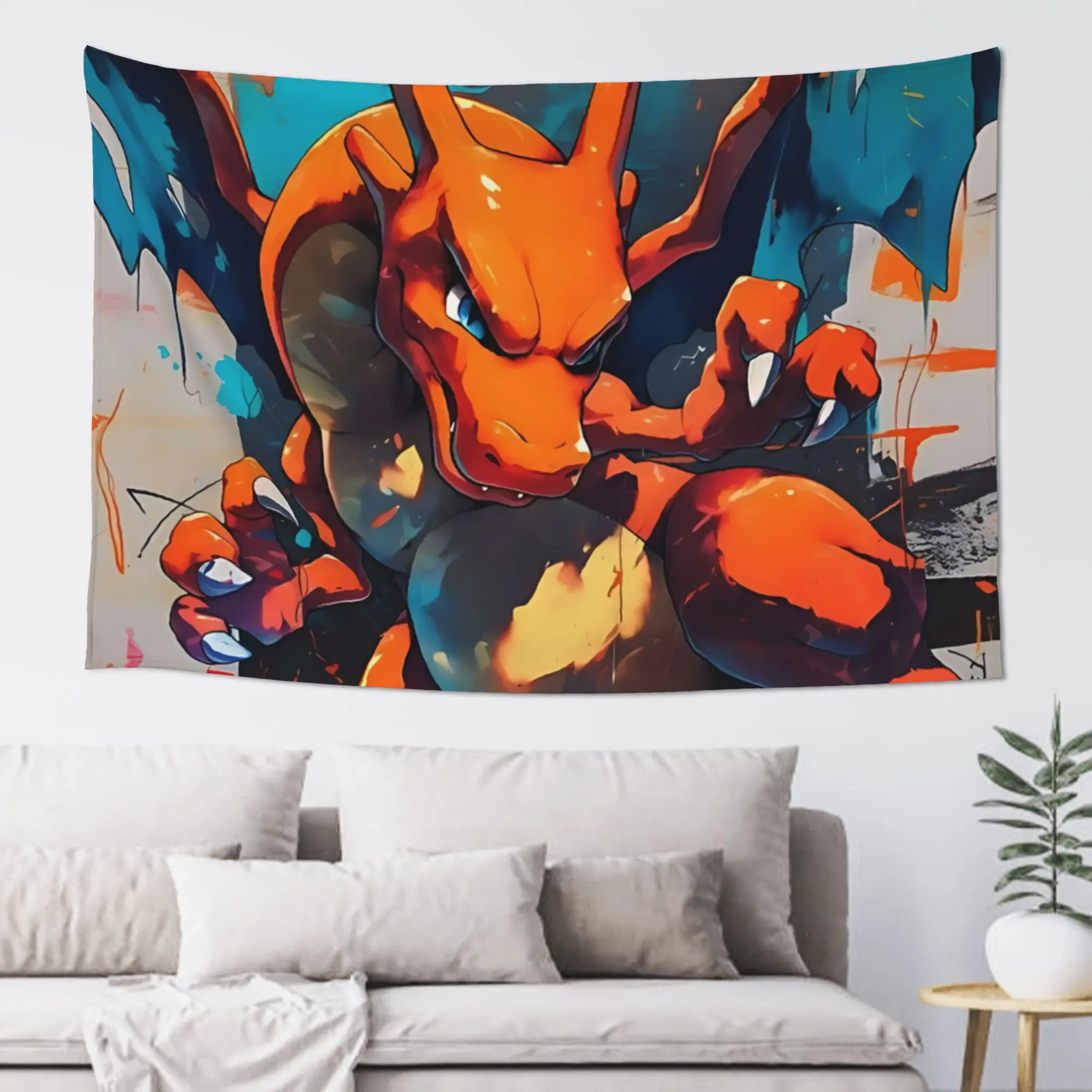 Cutecore Pokemon Theme Charizard Fire Blast Tapestry Bedroom Decoration  Wall Hanging Blanket Tapestry Cool Stuff For Room