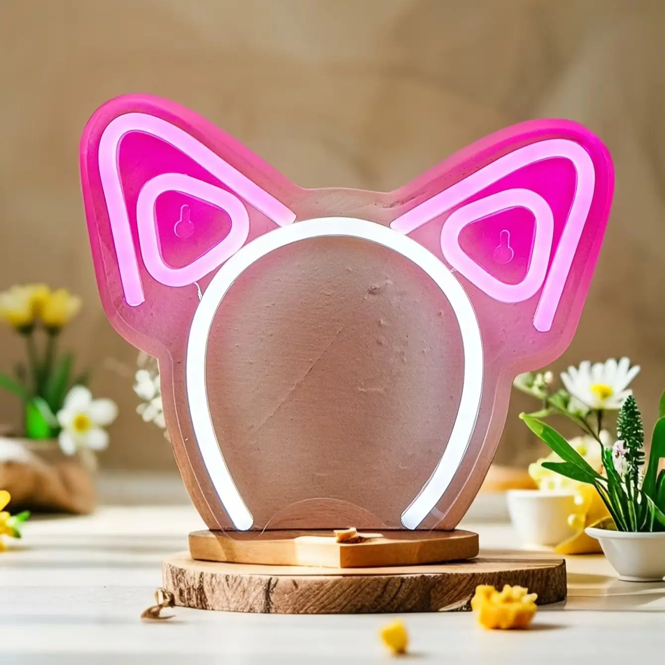 Chi-buy LED Neon Cat ears USB Powered Neon Signs Decor Lamp Signs Birthday Gift Wall Art For Bedroom Room Bar Shop