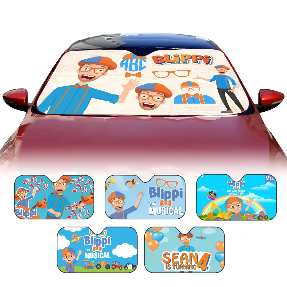

ABC B-Blippiing Musical Sunshade Windscreen 3D Film Plaid Gift Novelty Car Front Window Visor 70x130cm Sun Visor Solar Protect