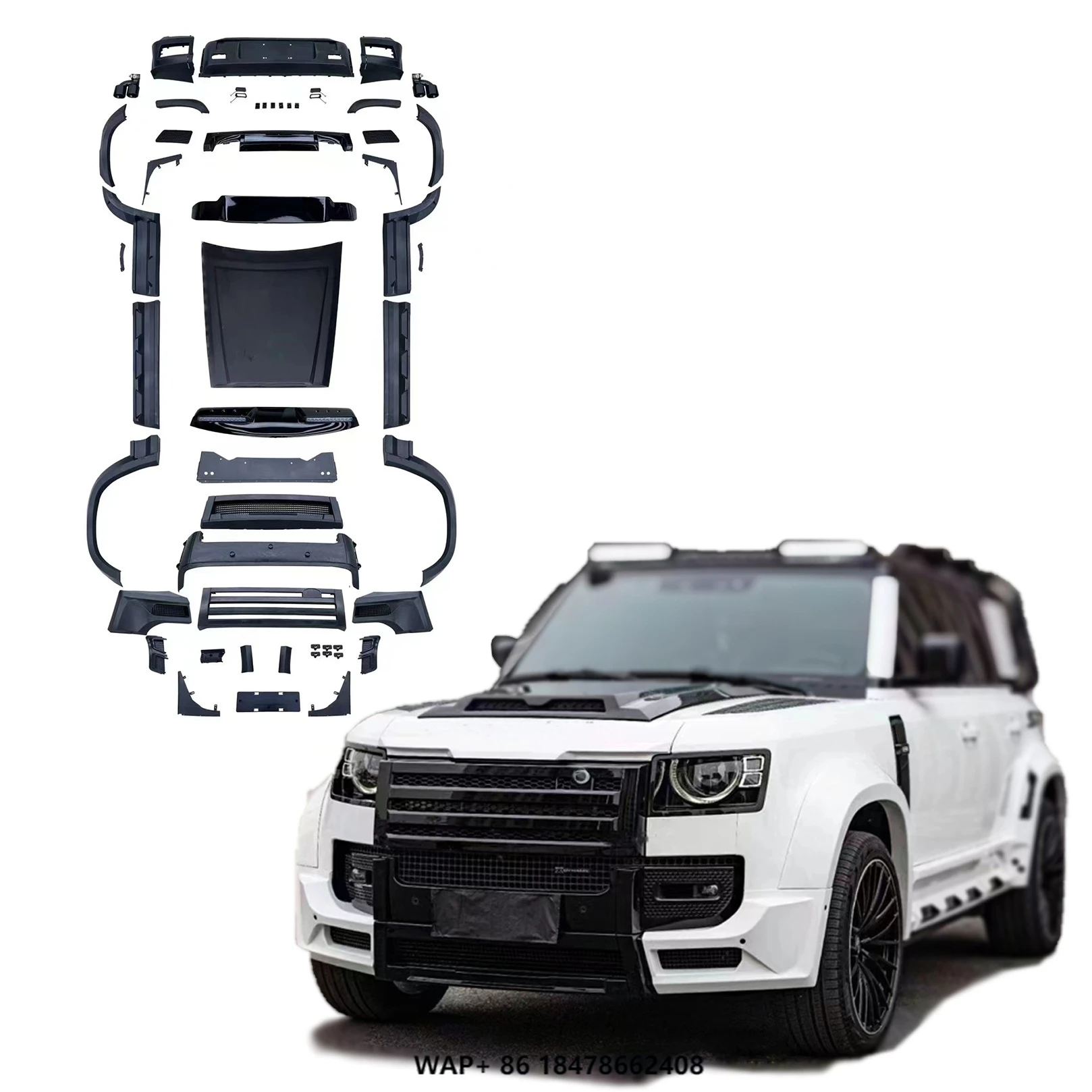 

Front Car Bumpers Side Skirt for 2020-2024 Land Rover Defender Accessories Upgrade Star Wide Bodykit