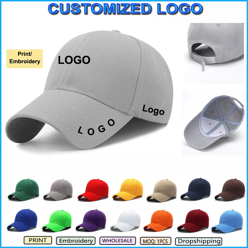 Gorra con logotipo personalizado, gorra de béisbol Unisex para hombres y mujeres, gorra Snapback informal de Color sólido, gorras de Hip Hop para papá, gorra deportiva para adultos, gorras para hombre