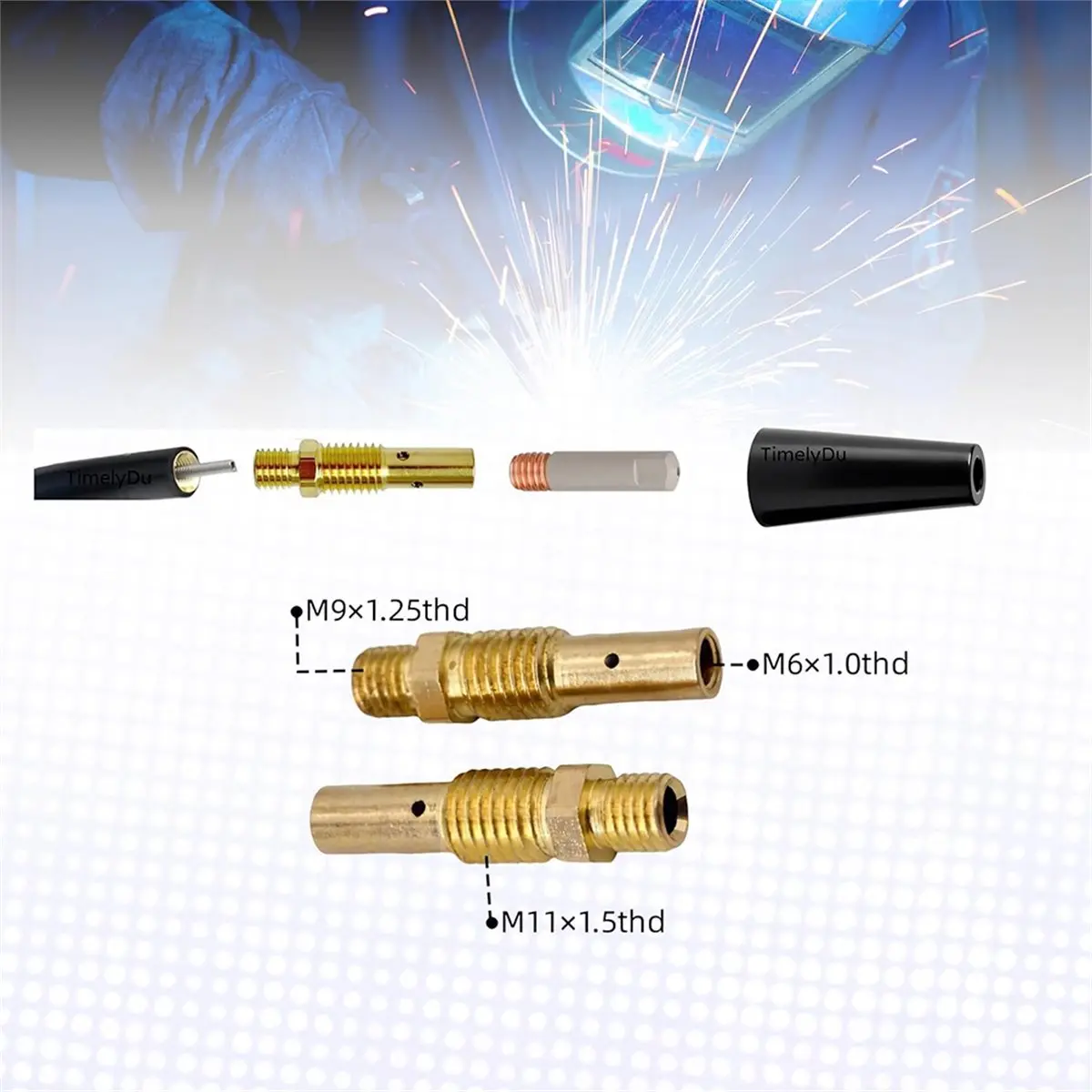 14pcs Flux Core Gasless Nozzle Welding Kit with Non-Stick Coating, Ceramic Welding Tips Replacement (Coated .030
