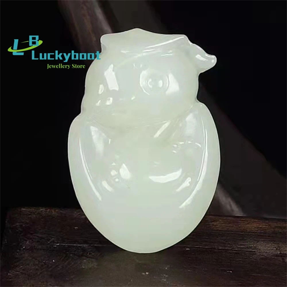 Hetian  White Jade Cartoon Snake, Zodiac  Pendant Accessories All-match 32/22mm