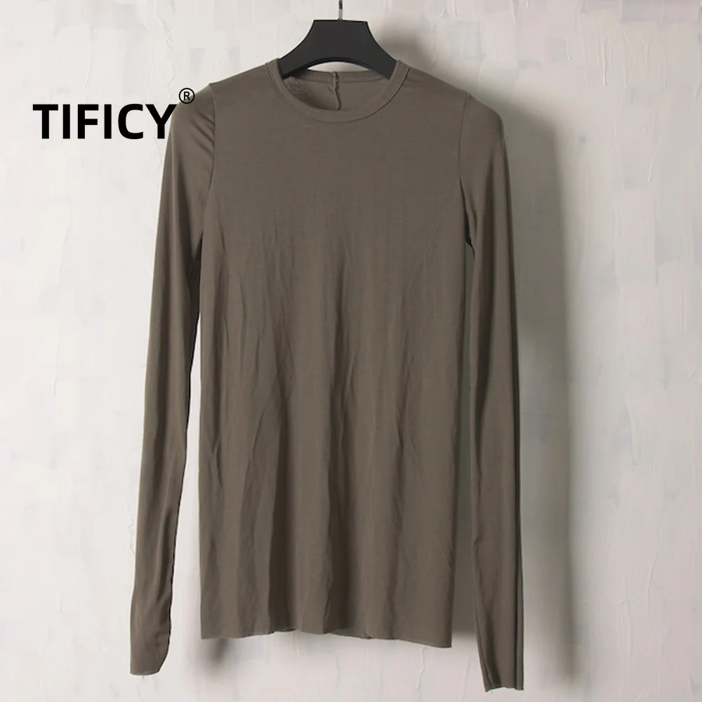 High Street Tees Tshirt Men's RO Correct Wool Long Sleeved Thin Base Shirt Semi Transparent T-shirt Slim Fit Top Round Neck