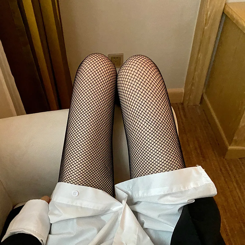 Sexy Frauen lange Netz strümpfe Fisch netz Mesh Nylon Strumpfhosen Dessous Sommer Strumpfhosen vielseitige Oberschenkel hohe Taille Strumpfwaren – Detail 4