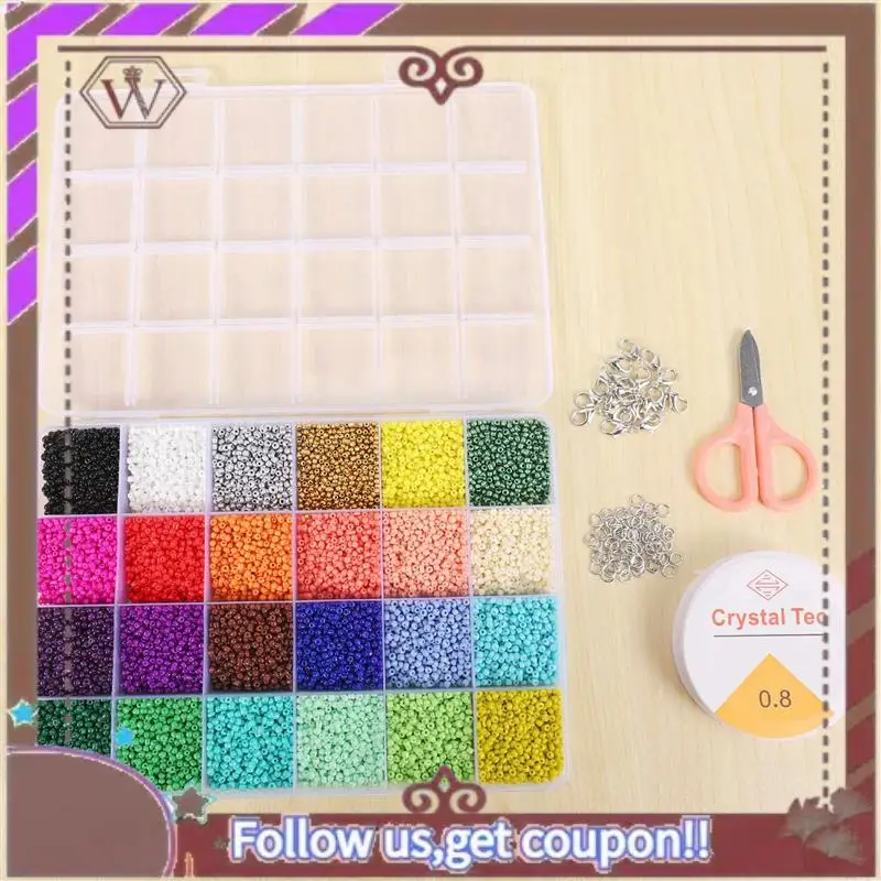 (New)-72000 Pcs Multicolor 2Mm Pony Glass Seed Beads With Lobster Clasps, Open Jump Rings And Elastic Crystal String