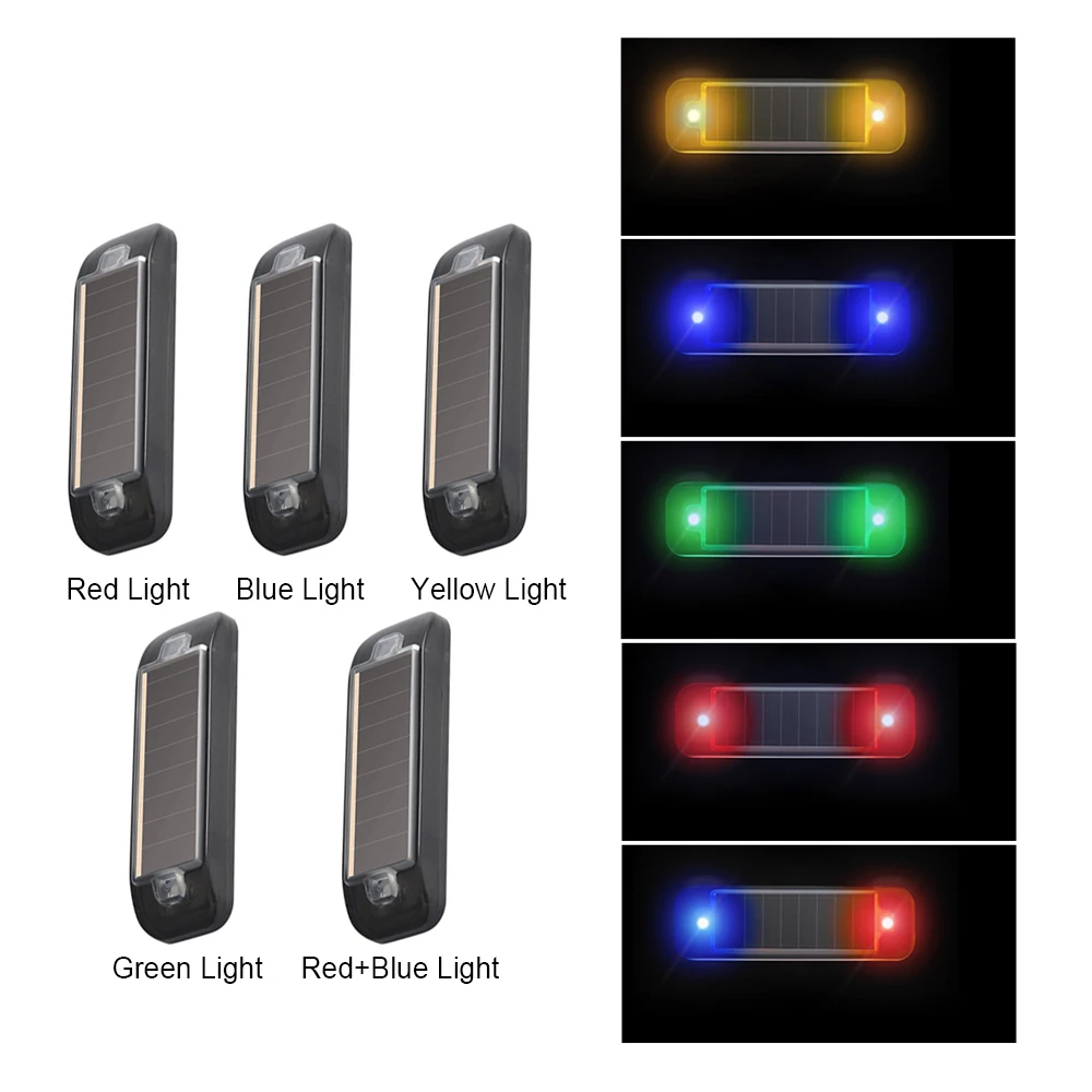 Waterproof LED Solar Power Car Warning Light Simulated Alarm Wireless Anti-Theft Caution Lamp Mini Night Security Flash Light
