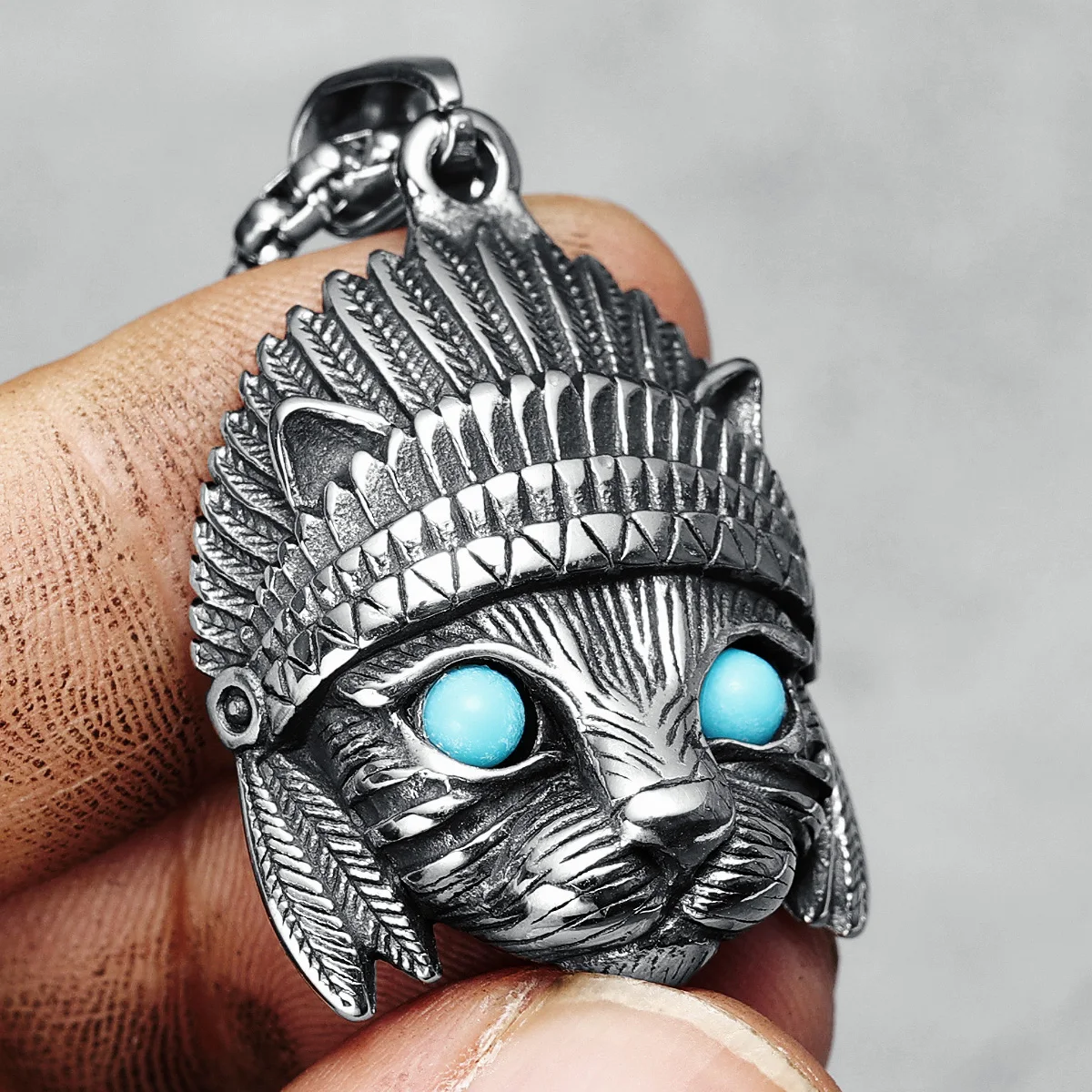 The Ethnic Fashion - Vintage Tribal Cat Head Pendant 316L