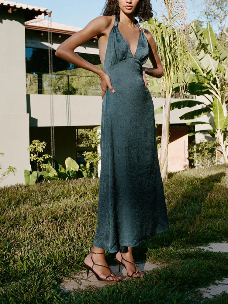 Ele จีบผลผ้าไหมซาตินฤดูร้อนใหม่มาถึงผู้หญิง DR แขวนคอ Neline Svel ยุโรป SLE ชุด