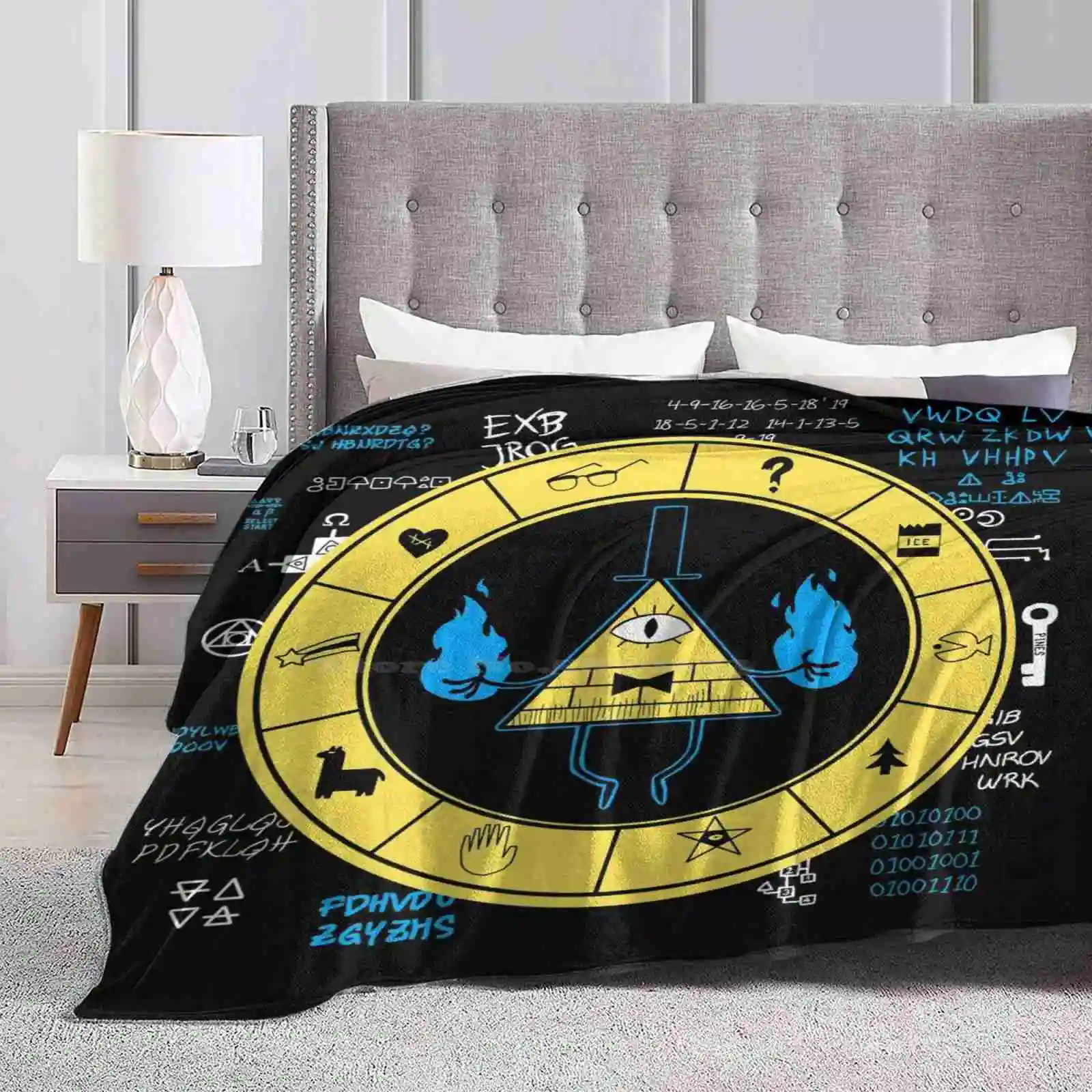 Bill Cipher Zodiac New Selling Custom Print Flannel Soft Blanket Bill Cipher Code Secret Mystery