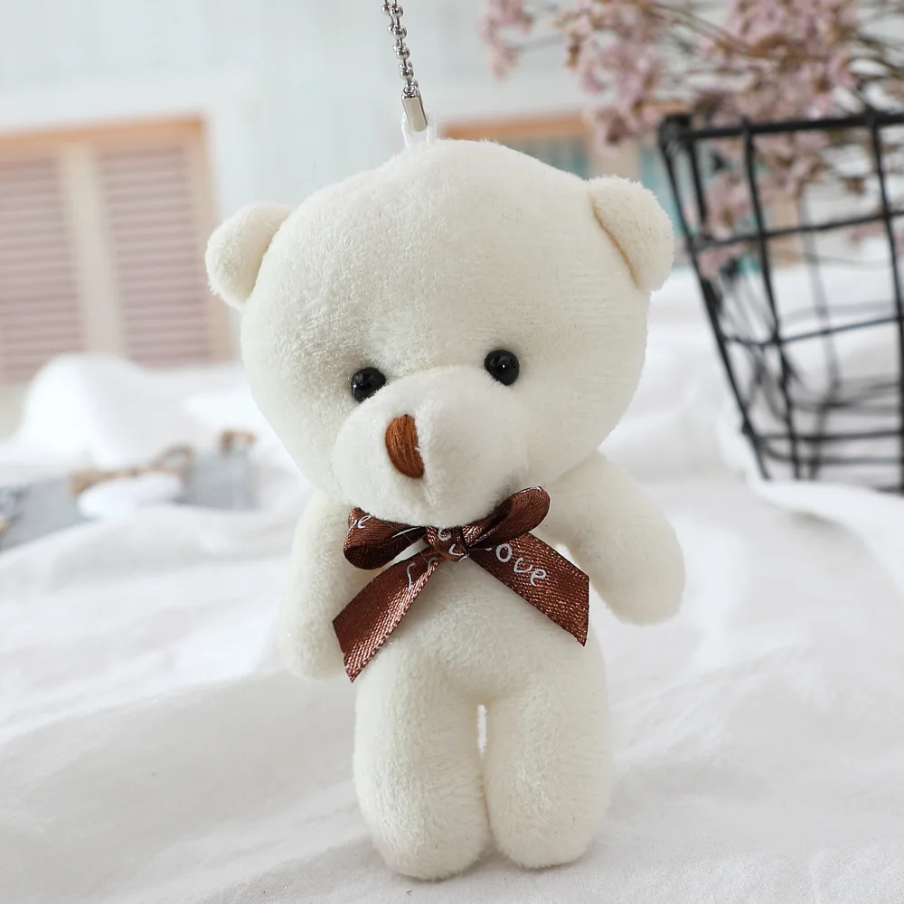 10Pcs/Lot Cute Mini teddy bear Plush toy doll pendant Soft Stuffed teddy Bear Keychain Birthday Xmas gifts Wedding decorations