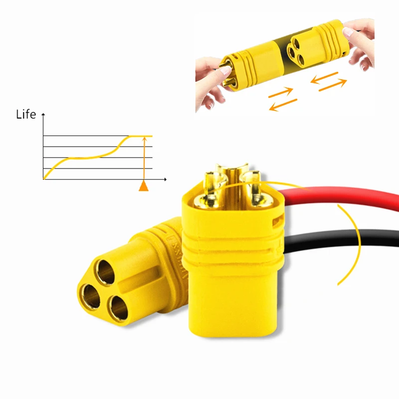 MR30 MT30 MT60 موصل التوصيل المقبس سلك كابل أنثى ذكر 3 دبابيس ل مروحية ل مروحية لبطارية ليثيوم أيون Amass #3
