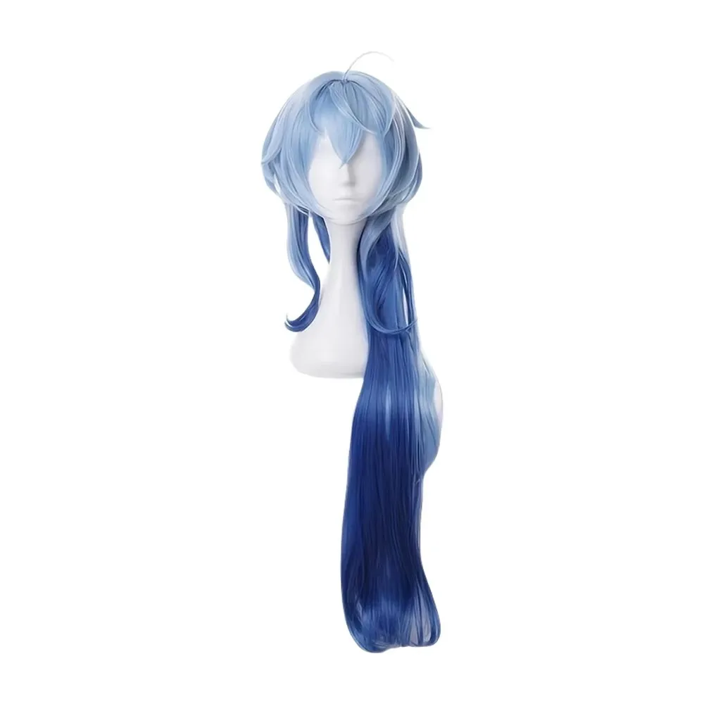 Anime Cosplay Ganyu Wig Long Straight Light Blue Gradient Blue Synthetic Hair Peluca For Frieren Festival Halloween Props