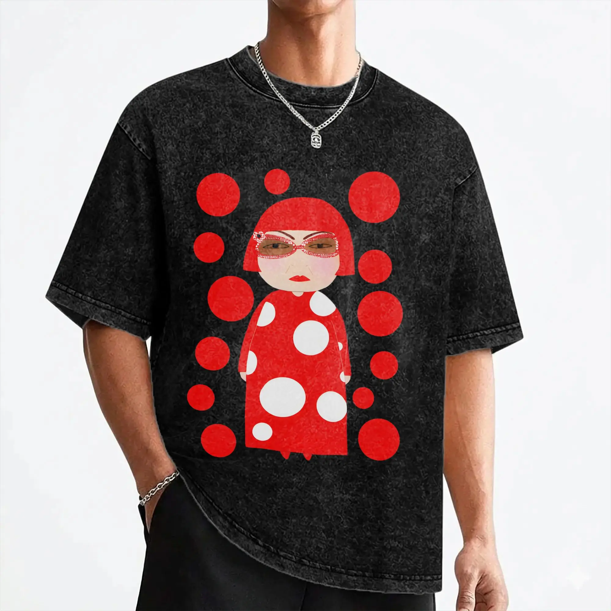 Red Dots Y-Yayoi Kusama T Shirts Washed Short Sleeve Harajuku T-Shirt  Novelty Men Women Streetwear Summer Tees