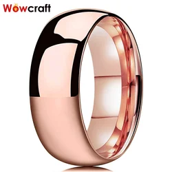 Rose Gold Men Women Tungsten Couple 2/4/6/8mm Wedding Band Engagement Ring Polished Shiny Dome Shape High Quality Comfort Fit