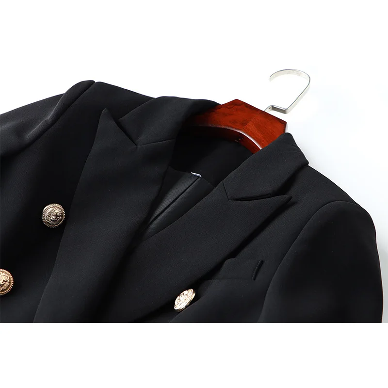 Temperament commuter suit double breasted suit collar solid color Europe and the United States slim-fit version of the coat