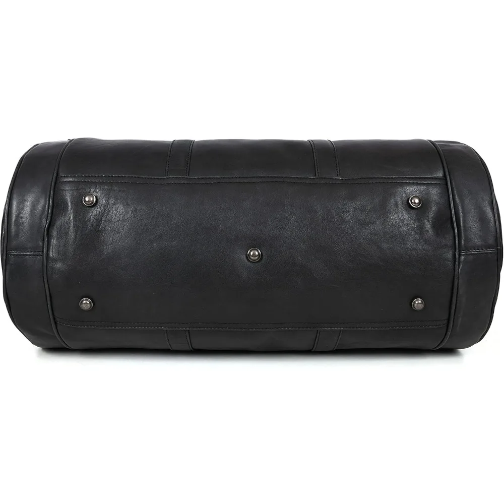 حقيبة كبيرة للسفر من الجلد المحبب بالكامل مقاس 22 بوصة مع أشرطة قابلة للتعديل ومقصورات متعددة وجيوب جانبية بسحاب لـ W