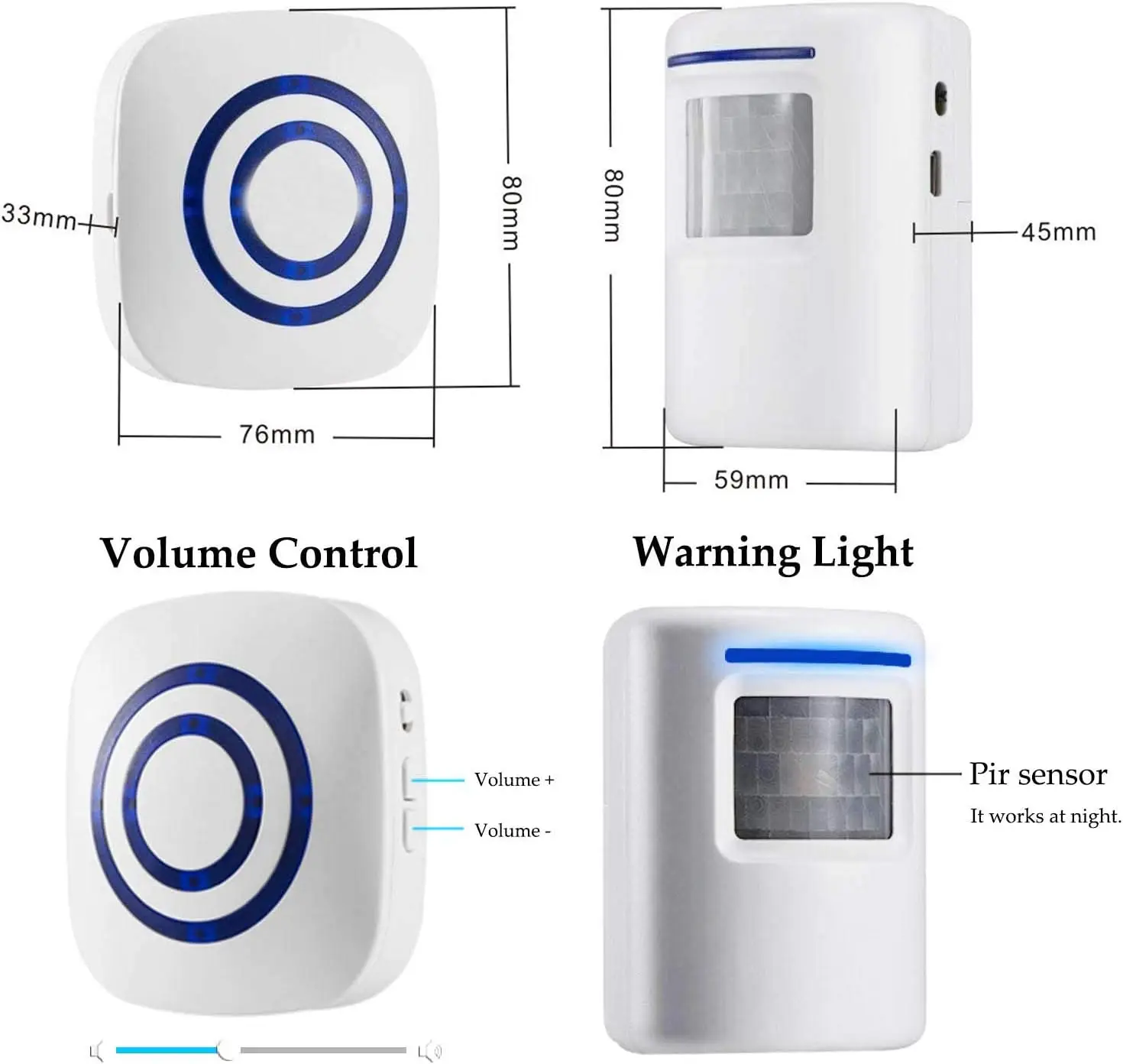 Wireless Motion Sensor Chime, Security Sensor, Wireless Door Chime, Call Bell, Notification Bell, Ping Pong, Security Prevention