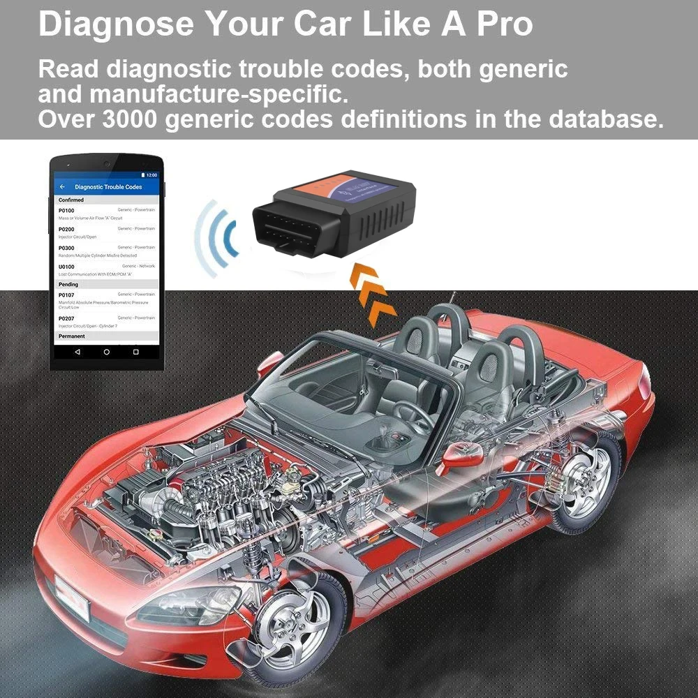 ELM327 V1.5/2.1 Obd2 الماسح الضوئي TR6260S1 بلوتوث ELM 327 Obd أداة تشخيص السيارة لنظام أندرويد /IOS PK Vgate Icar2 قارئ الرمز