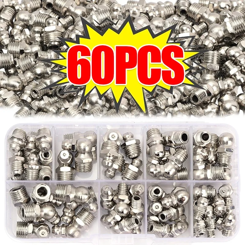 

60 шт., автомобильные метрические масляные фитинги, внутренние рабочие компоненты, смазка, смазочные материалы для подшипников, механические устройства