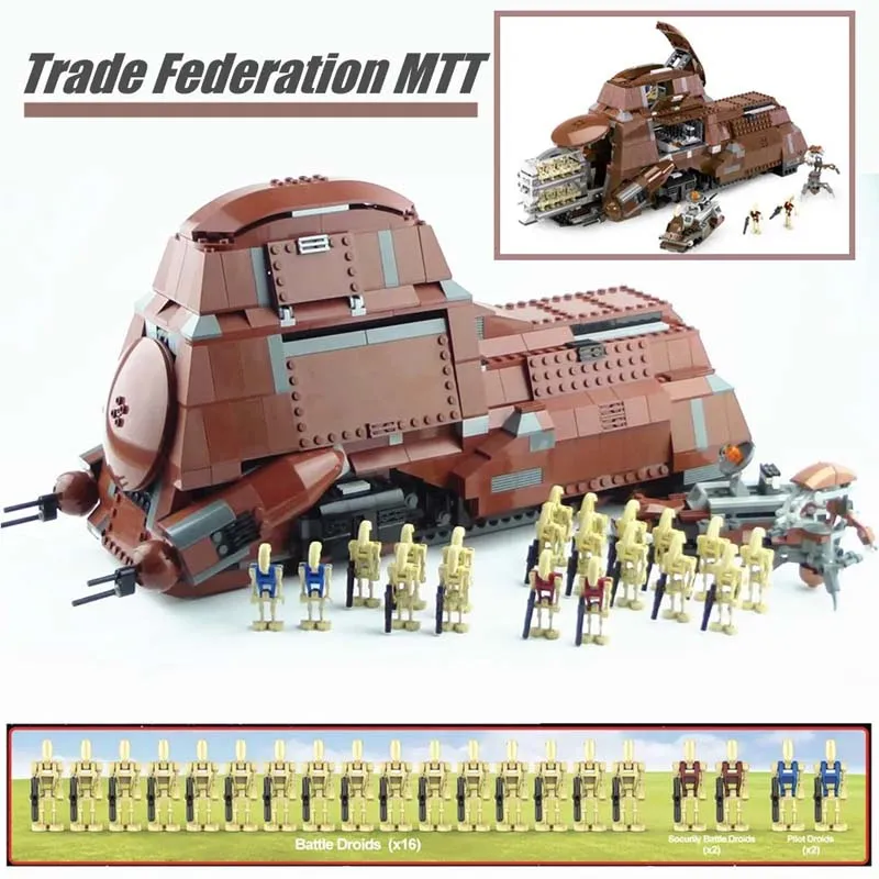 

1330 pcs In Stock Fit 7662 05069 Trade Federation MTT Containerized Troop Carrier Building Blocks Toys for Children Christmas