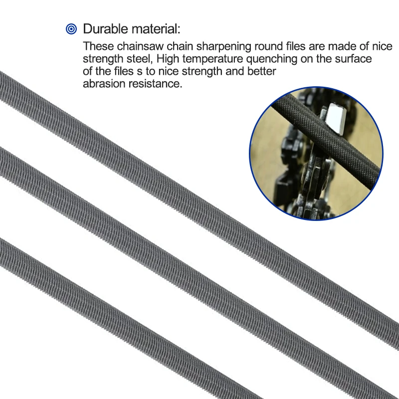 Xcan 3 peças 4.0/4.5/4.8/5.0/5.5mm haste redonda de aço de alto carbono afiar arquivos de corrente apontador para motosserra de trabalho em madeira