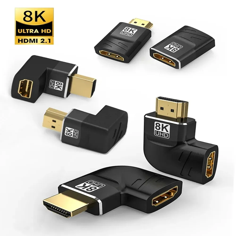 Adapter HDMI 2.1 konwerter 90 270 stopni kątowy kątowy HDMI 8K @ 60Hz męski na żeński łącznik złącze kabla HDMI do komputera PC Laptop