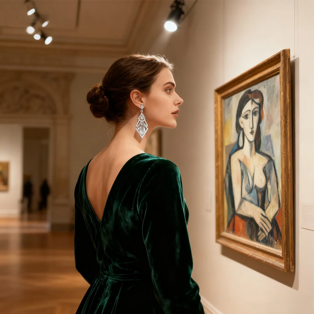 ต่างหูคริสตัลใสสไตล์อาร์ตเดโคยุค 1920 สำหรับชุดแฟลปเปอร์และเครื่องประดับสไตล์แกสบี้วินเทจ