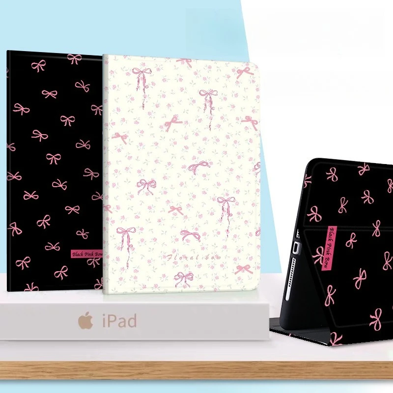 

For iPad Mini 7 Case 2024 A17 pro 8.3inch funda ipad mini 6th Generation Mini 6 2021 8.3'' Tablets cover Pink ballet bow pattern