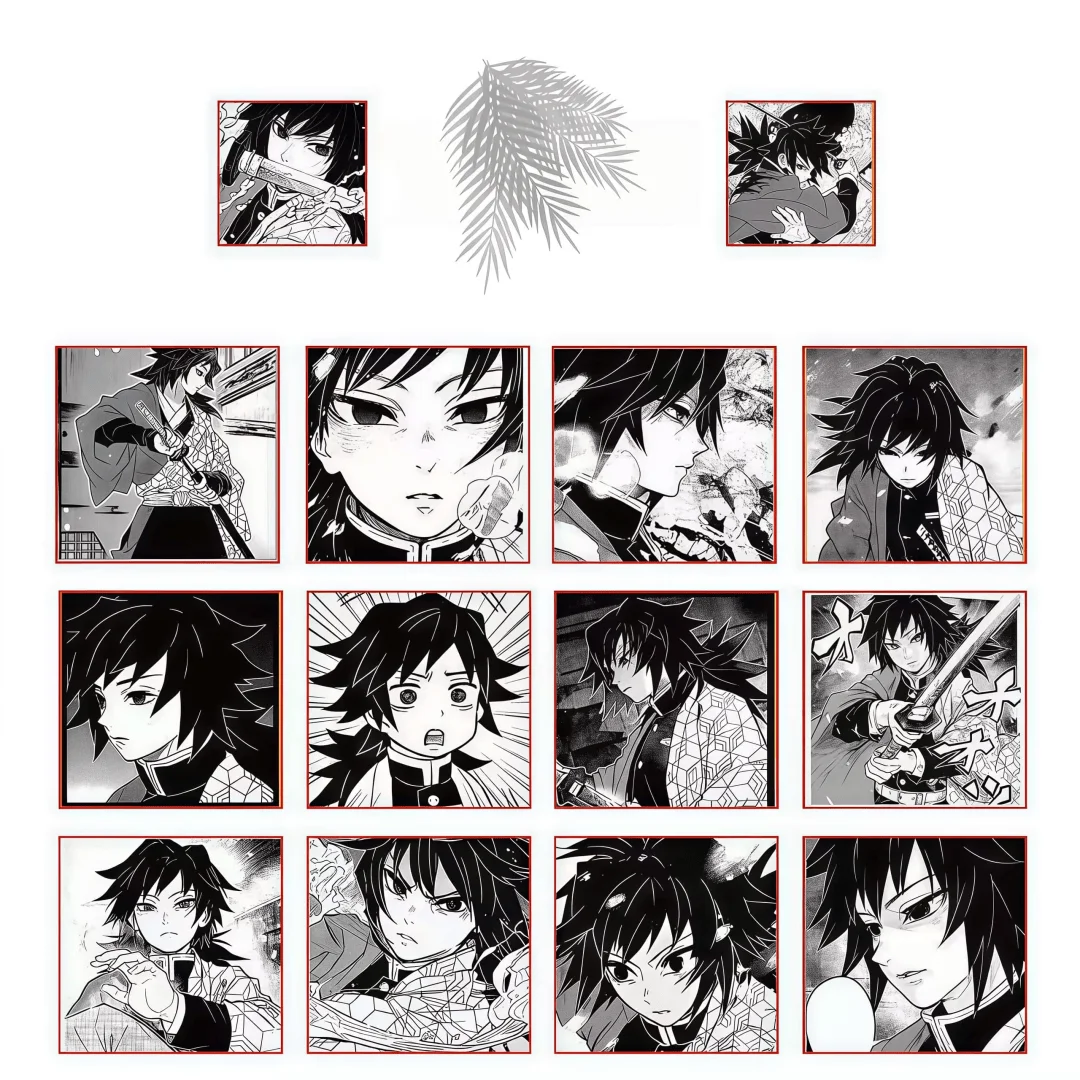 500Pcs Demon Slayer Tomioka Giyuu Sticker Roll, Black White Manga Panel Anime Character Labels for Package Sealing, Journal