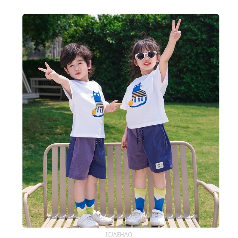 

Family Matching Outfit Korean Parent-child Clothes Tops Father Shirts Shorts Sets Mother and Son Daughter Cotton Short Sleeve T