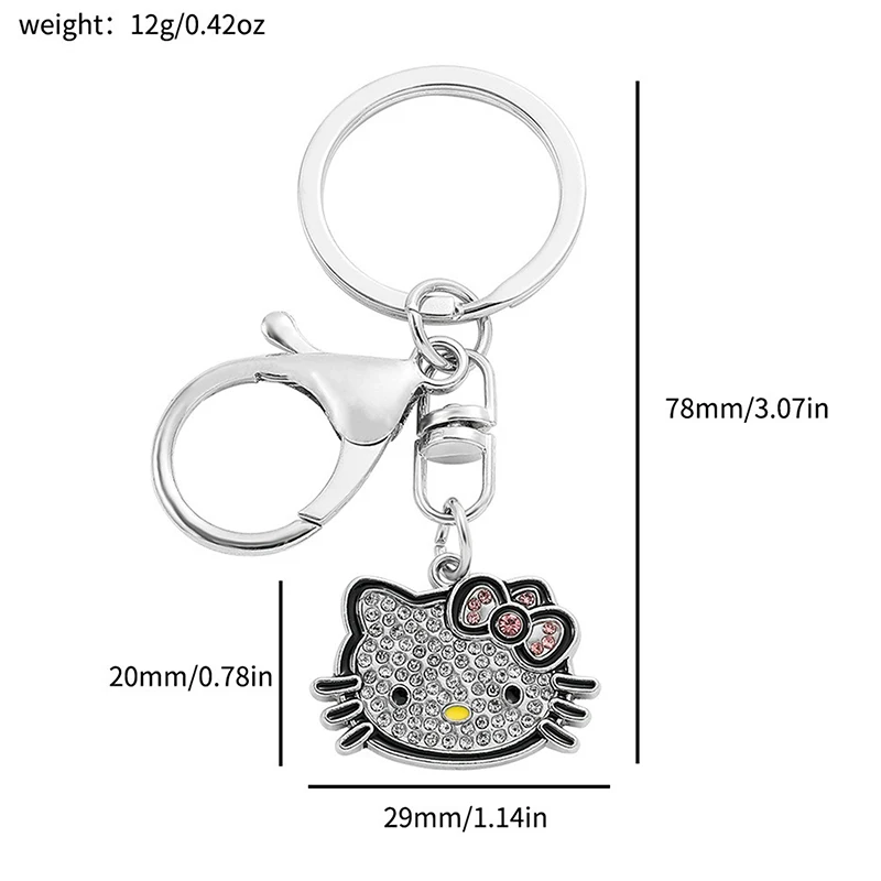 Sanrio Kawaii Hello Kitty Schattige Kristallen Metselwerk Sleutelhanger Meisje Metalen Rugzak Hanger Ring Koreaanse Sleutelhanger Keyring Kuromi