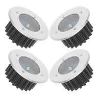 4 Pcs Solar Powered LED Lawn Buried Lights Silver Outdoor Yard Deck Driveway Garden Walkway Solar Lamp