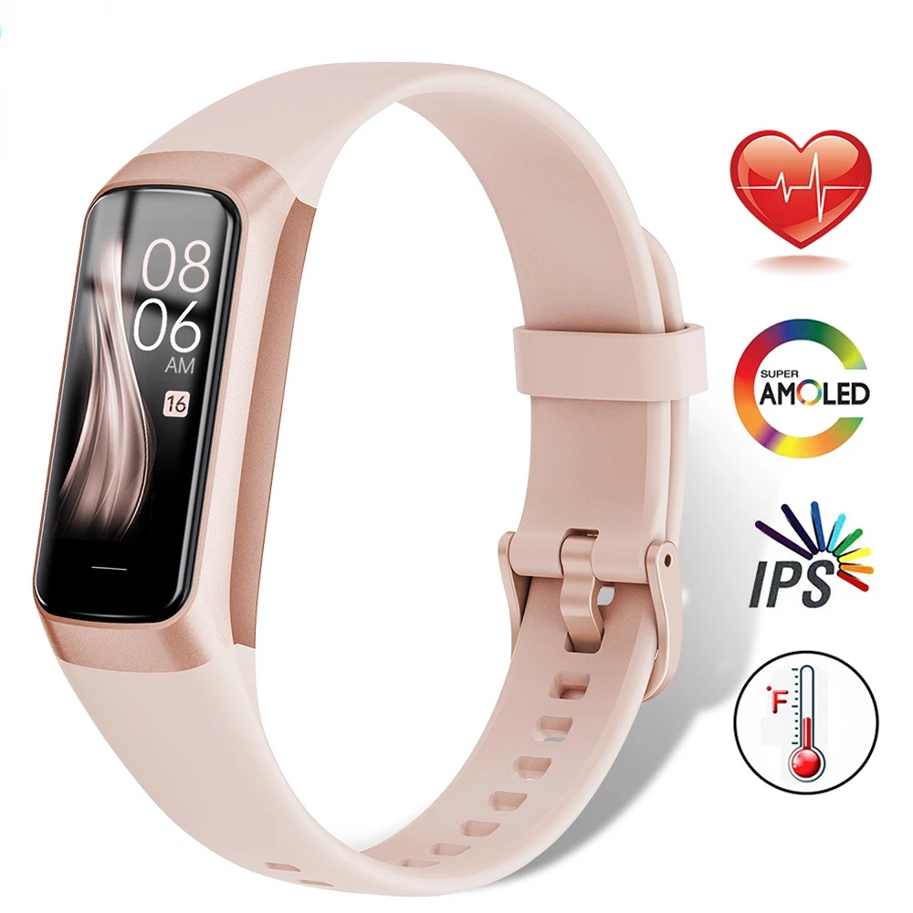 High Quality Smart Bracelet For Women 1 Color AMOLED Screen Heart Rate Fitness Tracker Blood Pressure Waterproof Sport Smartband